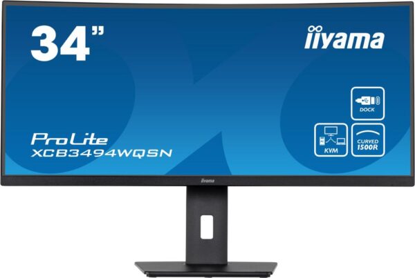 LCD Monitor IIYAMA XCB3494WQSN-B5 34" Curved/21 : 9 Panel VA 3440x1440 21:9 Matte 0.4 ms Speakers Swivel Height adjustable Tilt Colour Black XCB3494WQSN-B5