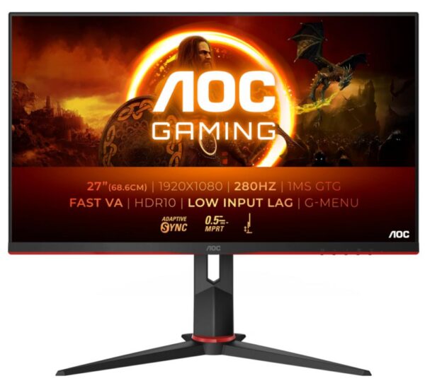 LCD Monitor AOC 27G2ZN3 27" Gaming Panel VA 1920x1080 16:9 280 Hz Matte 1 ms Speakers Tilt Colour Black 27G2ZN3/BK